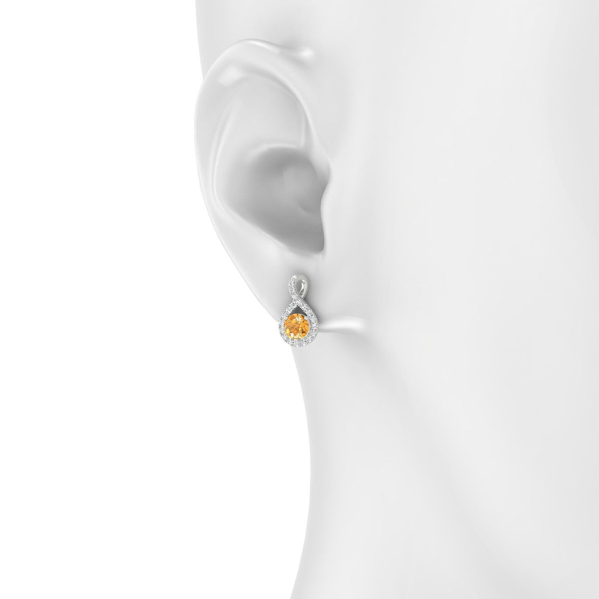 Essence | 18k White Gold 4.5 mm Round Citrine Earrings