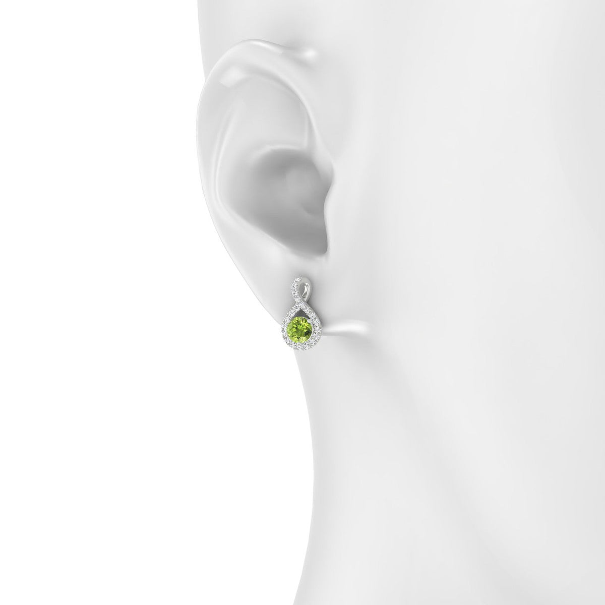 Essence | 18k White Gold 4.5 mm Round Peridot Earrings