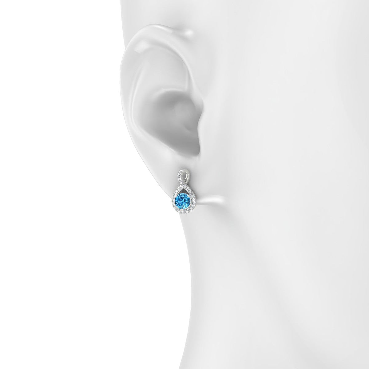 Essence | 18k White Gold 4.5 mm Round Topaz Earrings