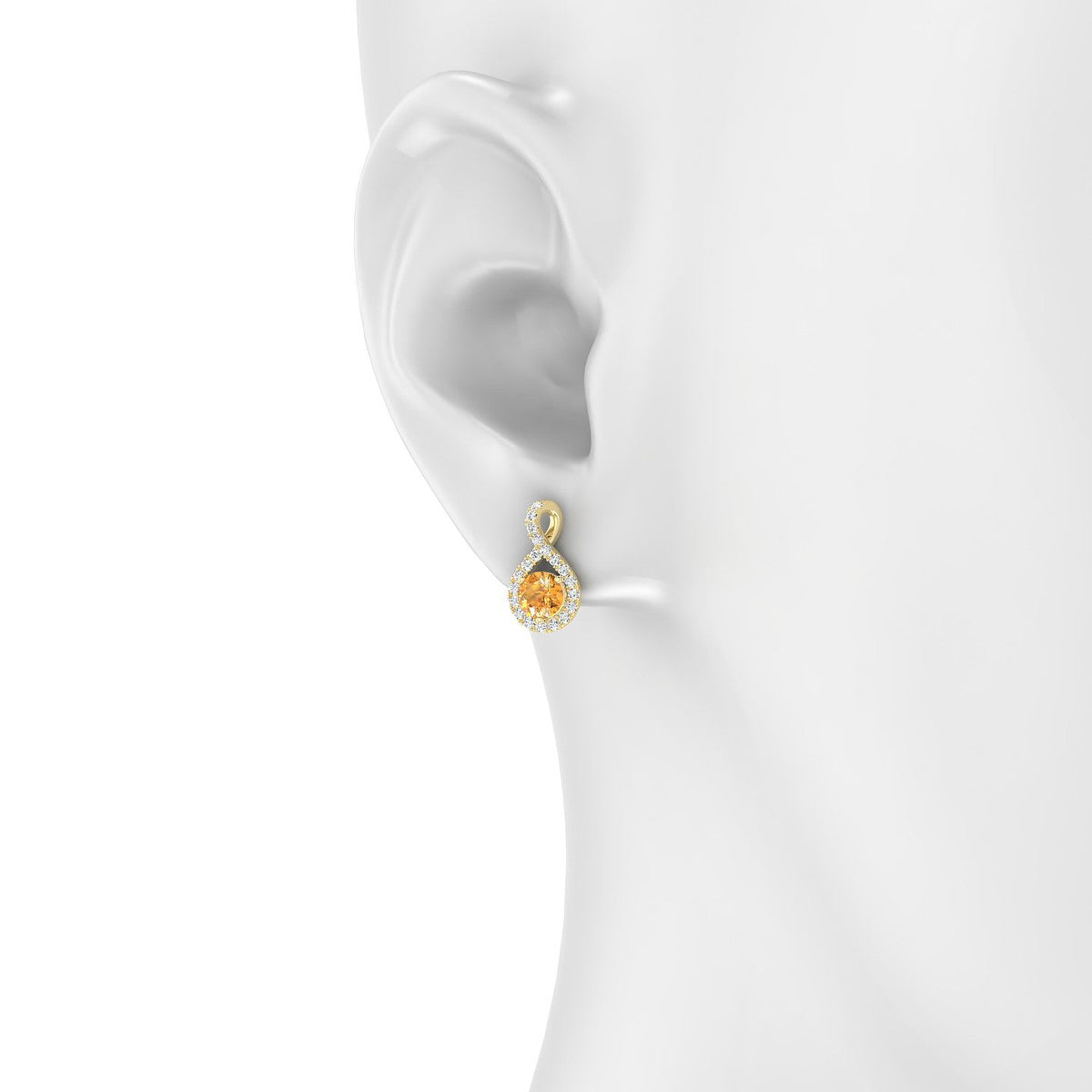Essence | 18k Yellow Gold 4.5 mm Round Citrine Earrings