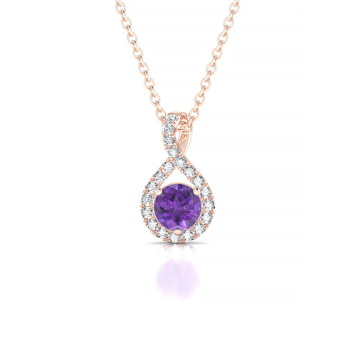 Essence | 18k Rose Gold 4.5 mm Round Amethyst Pendant