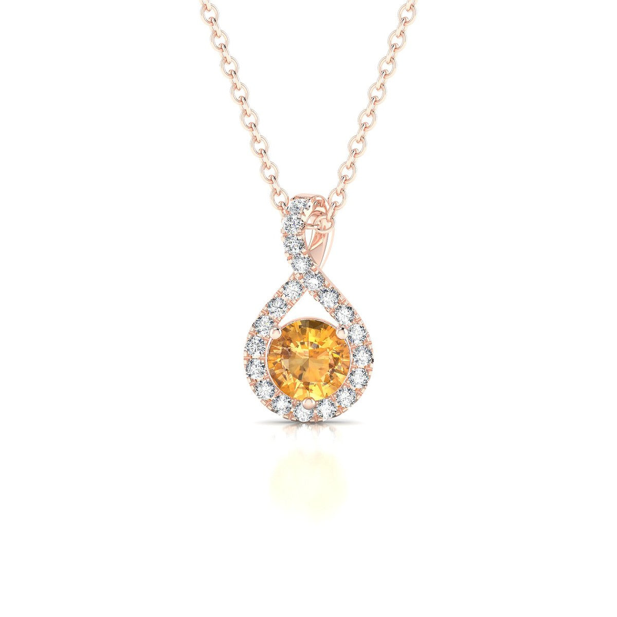 Essence | 18k Rose Gold 4.5 mm Round Citrine Pendant