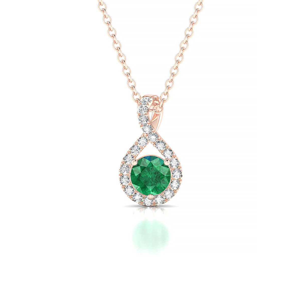Essence | 18k Rose Gold 4.5 mm Round Emerald Pendant