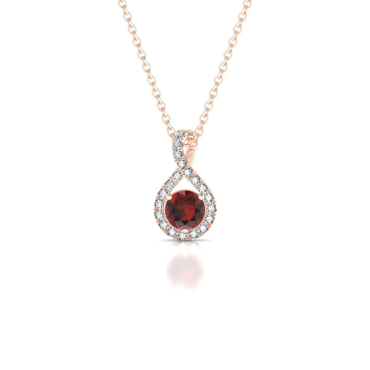 Essence | 18k Rose Gold 4.5 mm Round Garnet Pendant