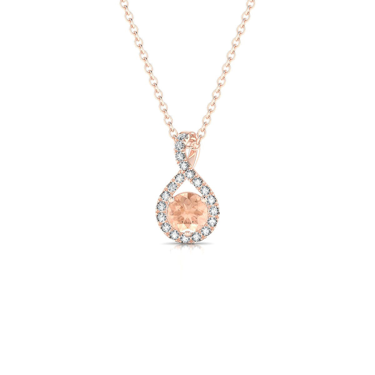Essence | 18k Rose Gold 4.5 mm Round Morganite Pendant