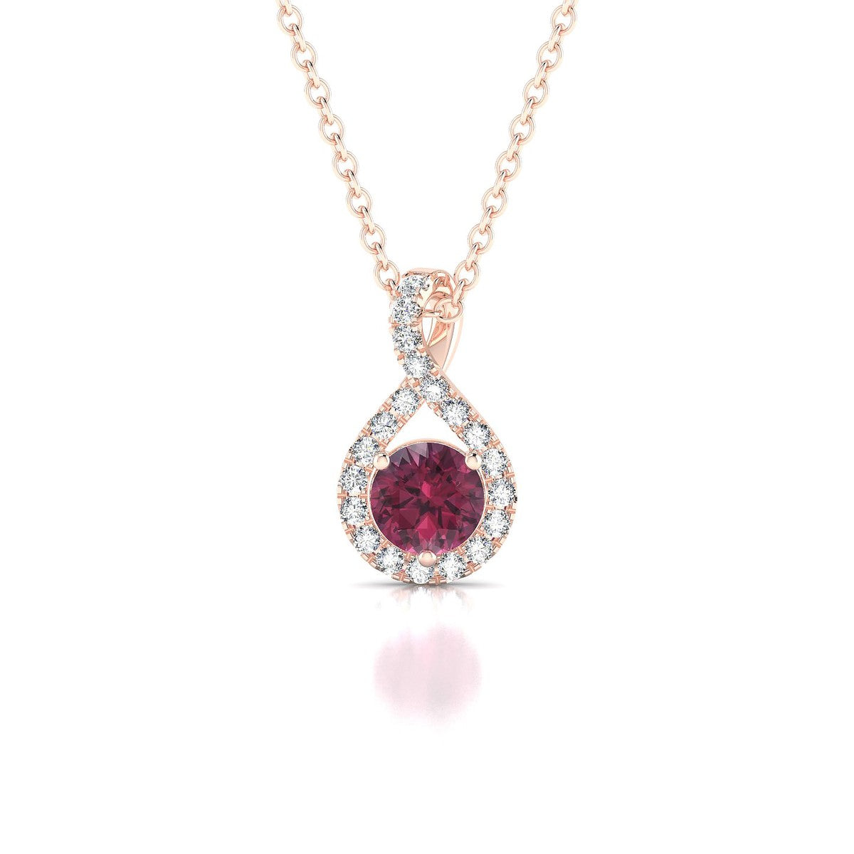 Essence | 18k Rose Gold 4.5 mm Round Rhodolite Pendant