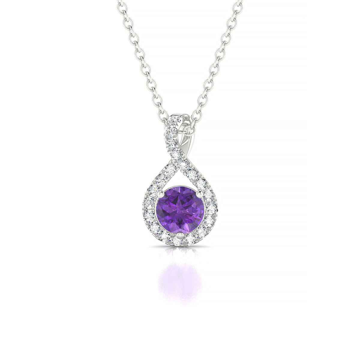 Essence | 18k White Gold 4.5 mm Round Amethyst Pendant