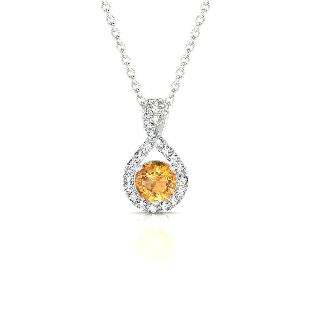 Essence | 18k White Gold 4.5 mm Round Citrine Pendant