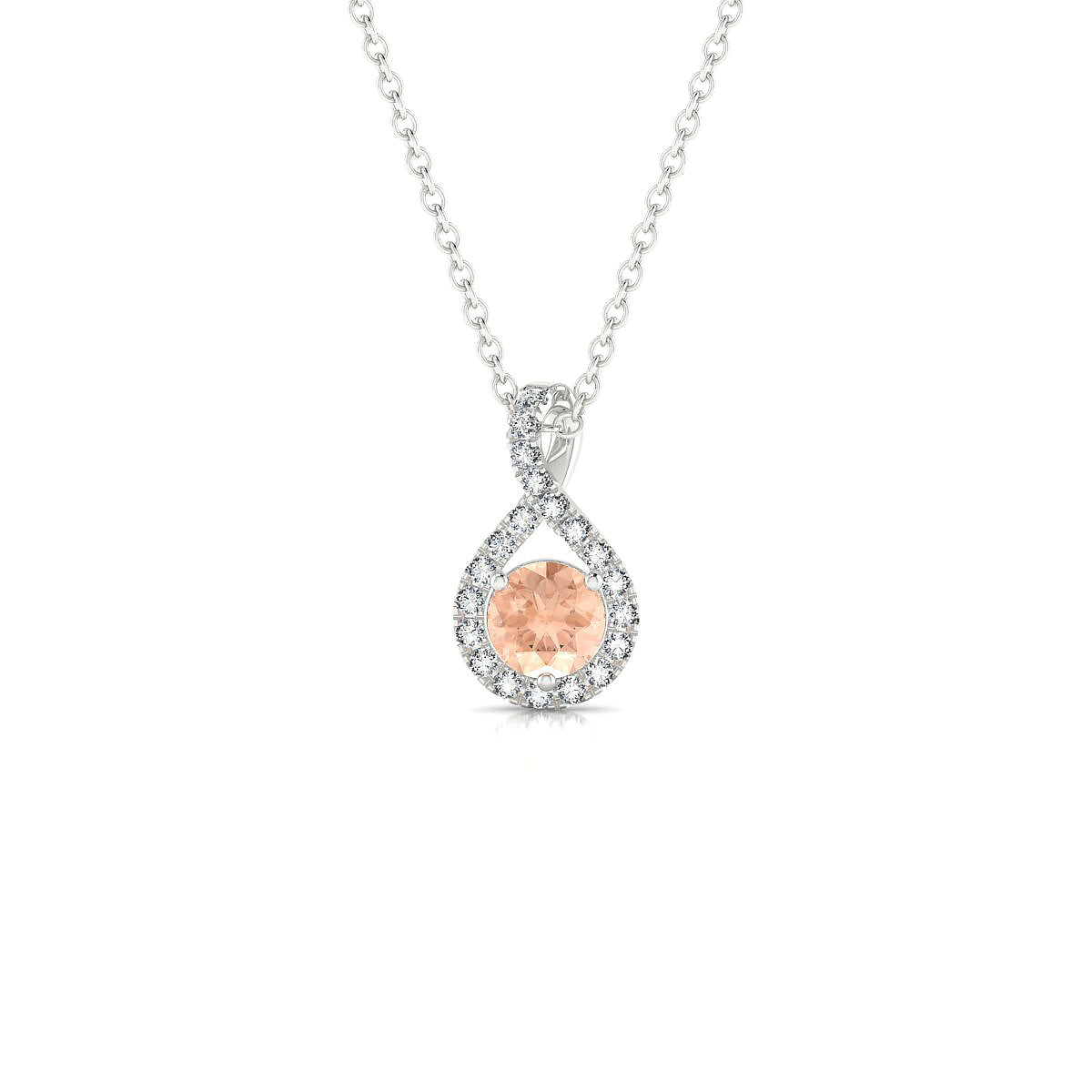 Essence | 18k White Gold 4.5 mm Round Morganite Pendant