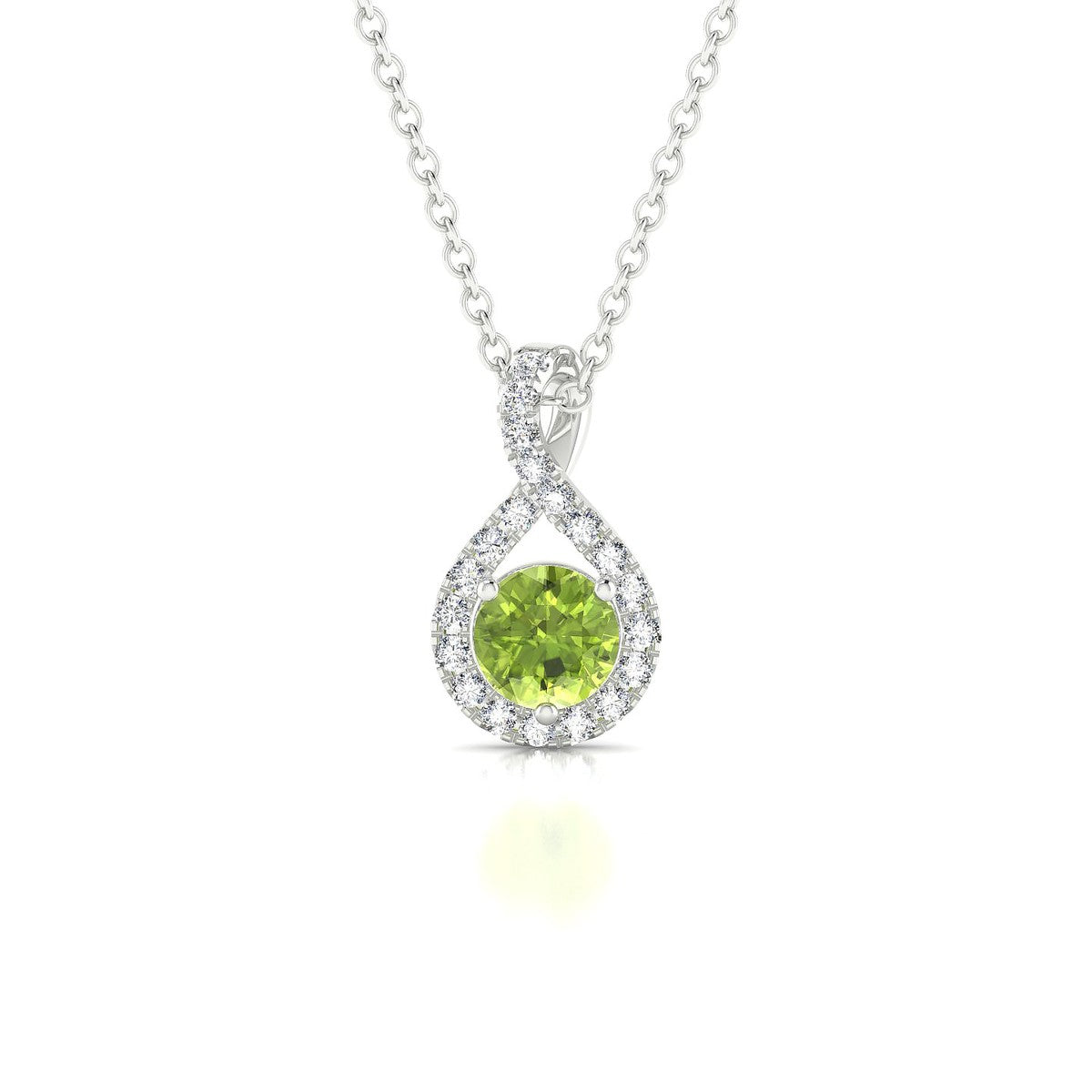 Essence | 18k White Gold 4.5 mm Round Peridot Pendant