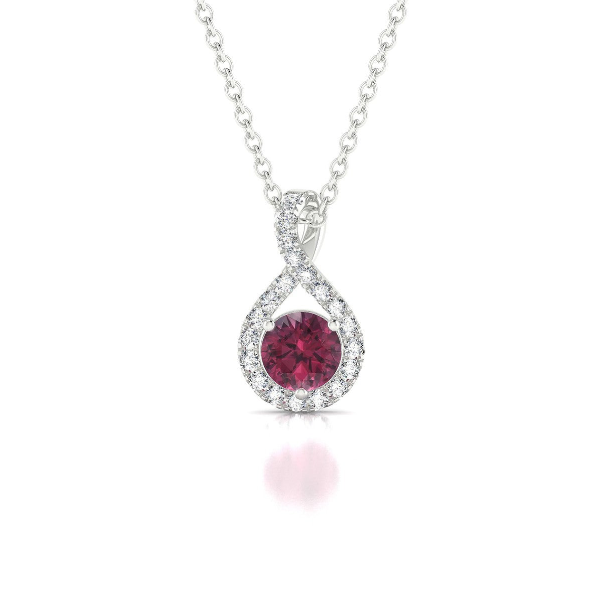 Essence | 18k White Gold 4.5 mm Round Rhodolite Pendant