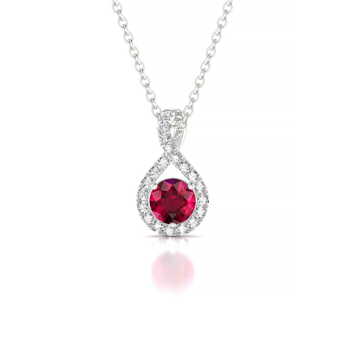 Essence | 18k White Gold 4.5 mm Round Ruby Pendant