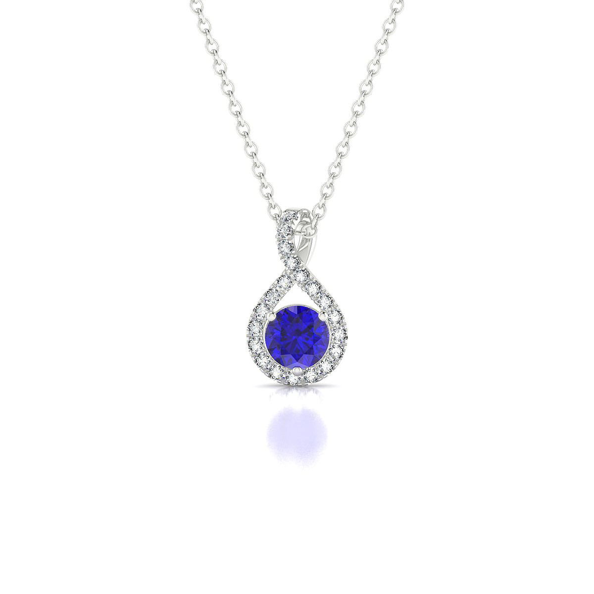 Essence | 18k White Gold 4.5 mm Round Tanzanite Pendant
