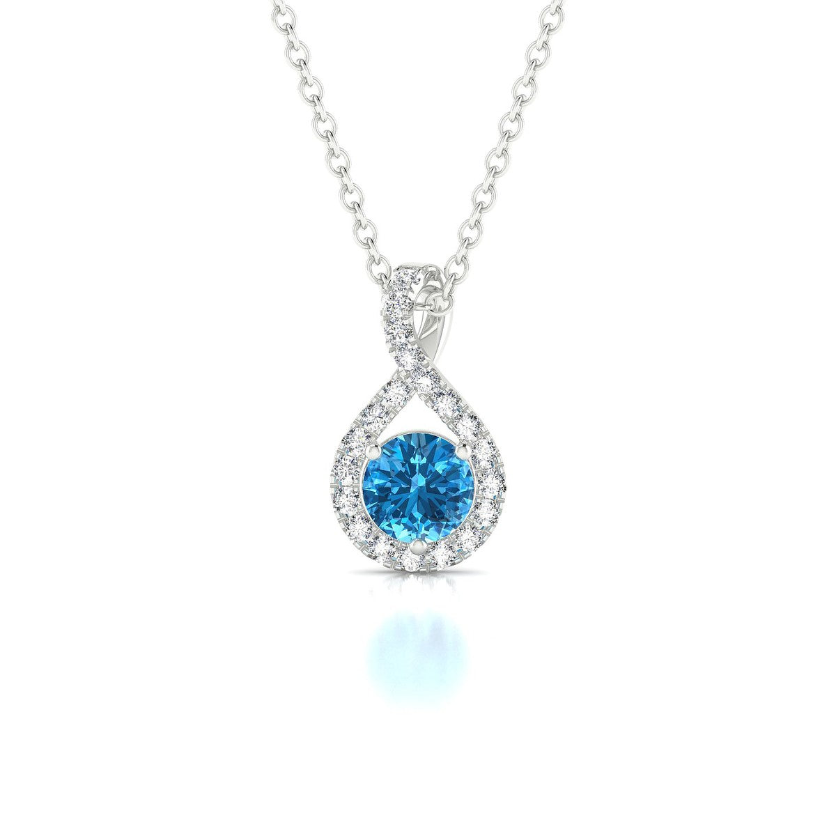 Essence | 18k White Gold 4.5 mm Round Topaz Pendant