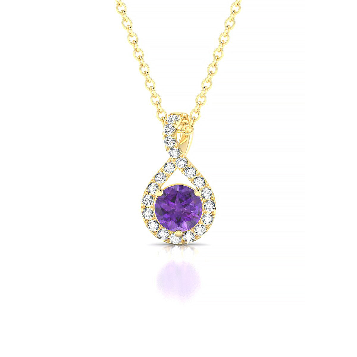 Essence | 18k Yellow Gold 4.5 mm Round Amethyst Pendant