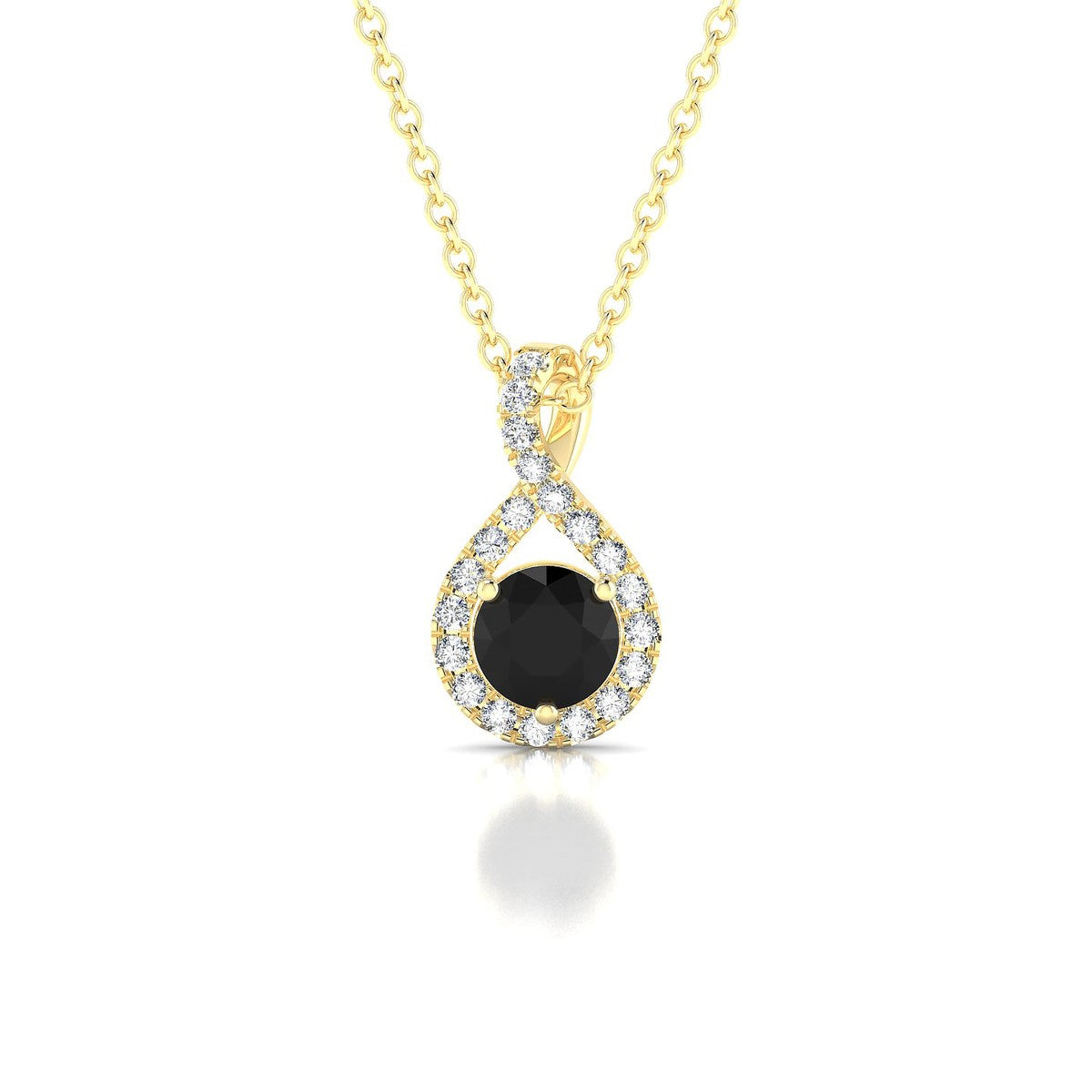 Essence | 18k Yellow Gold 4.5 mm Round Black Diamond Pendant