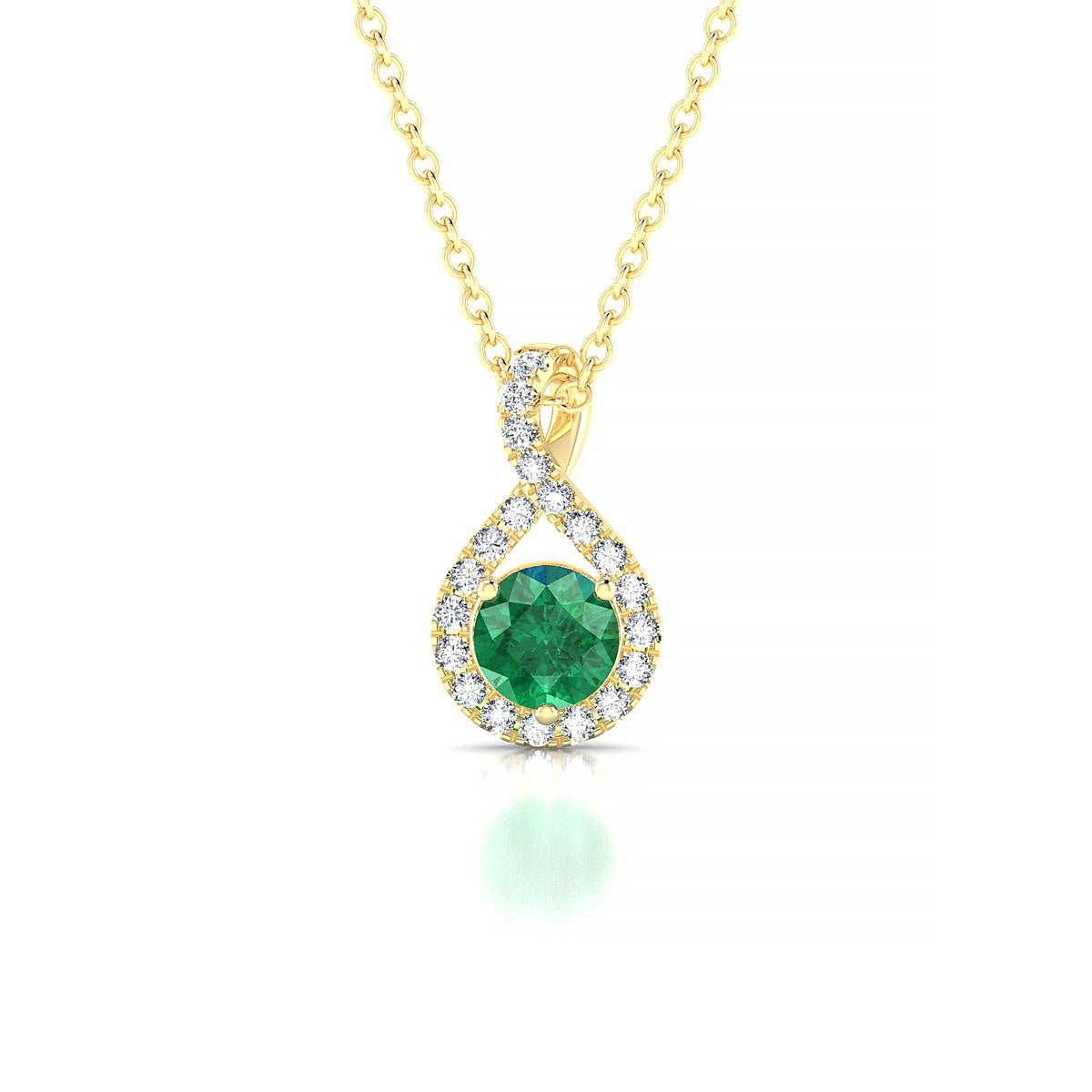 Essence | 18k Yellow Gold 4.5 mm Round Emerald Pendant