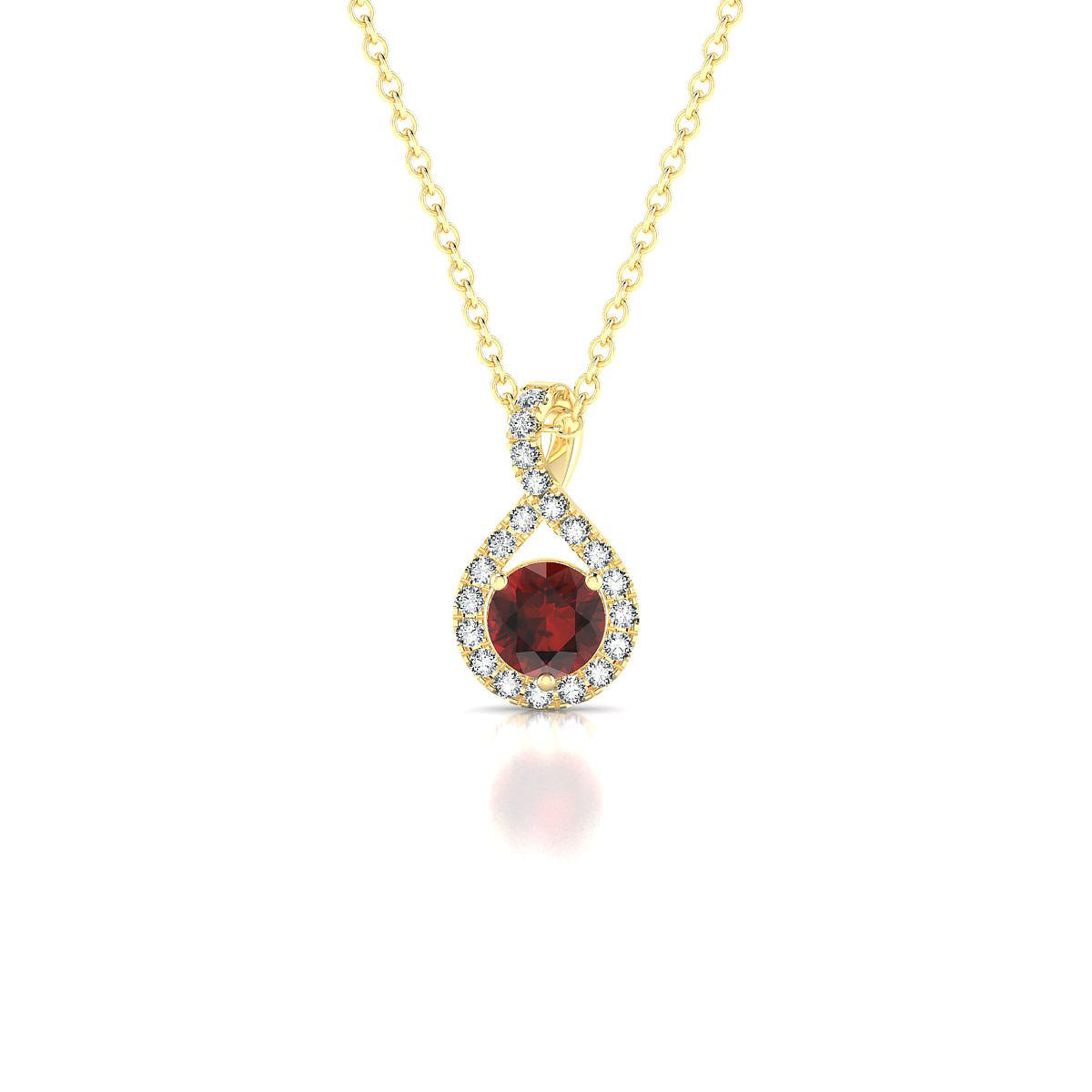 Essence | 18k Yellow Gold 4.5 mm Round Garnet Pendant