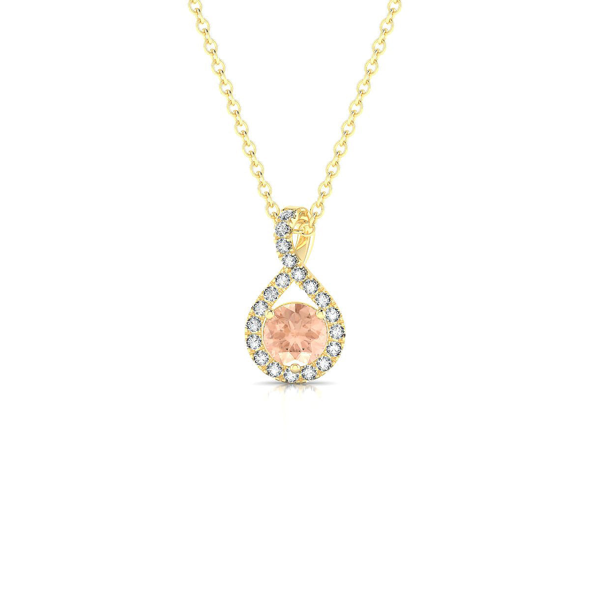 Essence | 18k Yellow Gold 4.5 mm Round Morganite Pendant