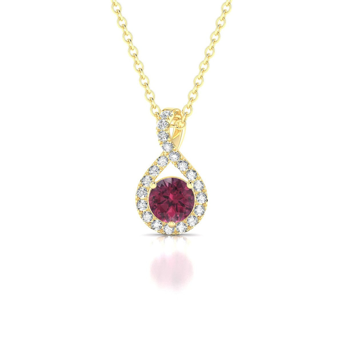 Essence | 18k Yellow Gold 4.5 mm Round Rhodolite Pendant