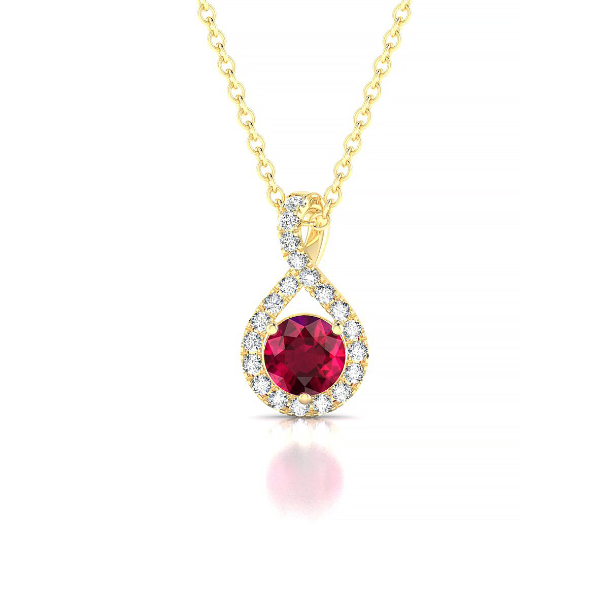 Essence | 18k Yellow Gold 4.5 mm Round Ruby Pendant