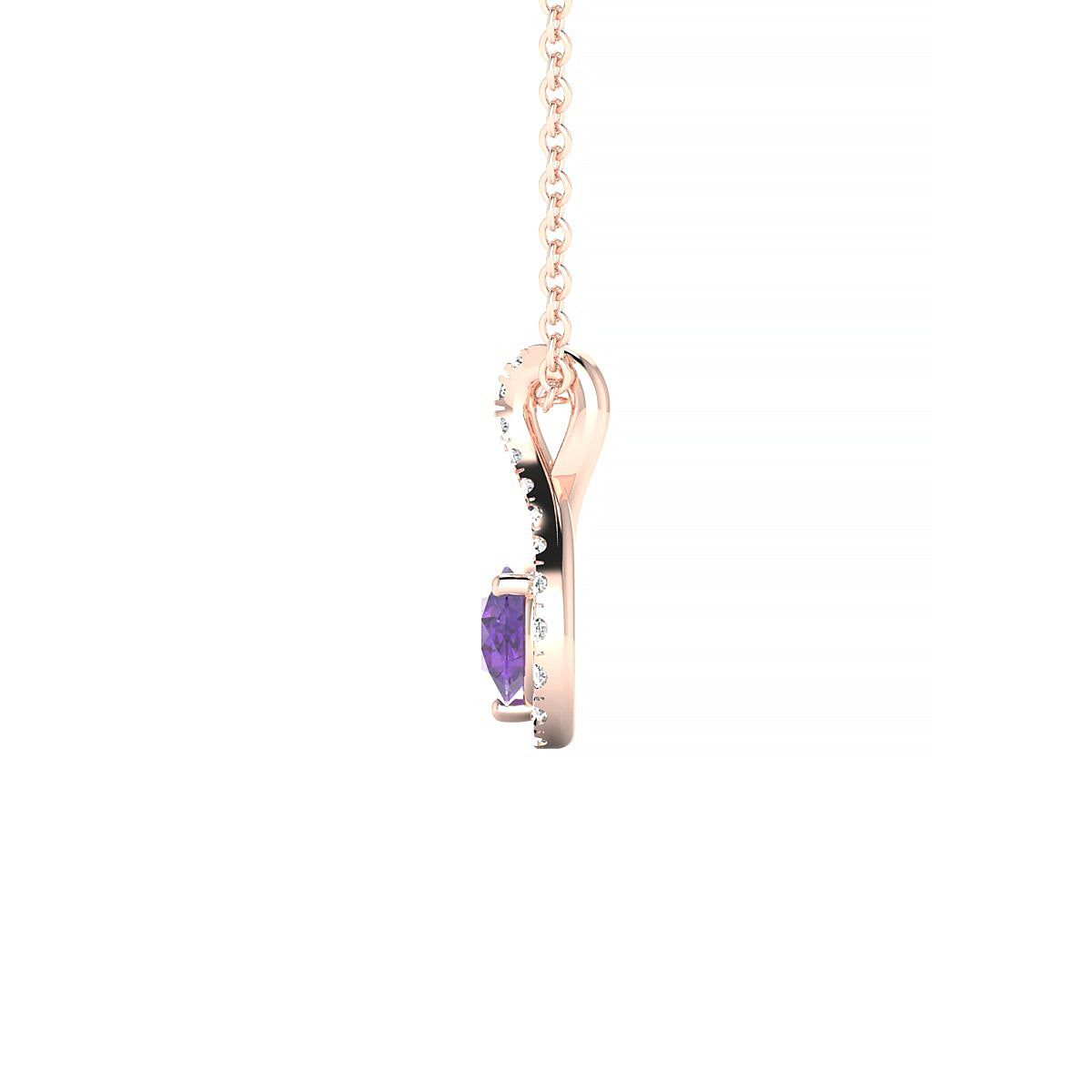 Essence | 18k Rose Gold 4.5 mm Round Amethyst Pendant