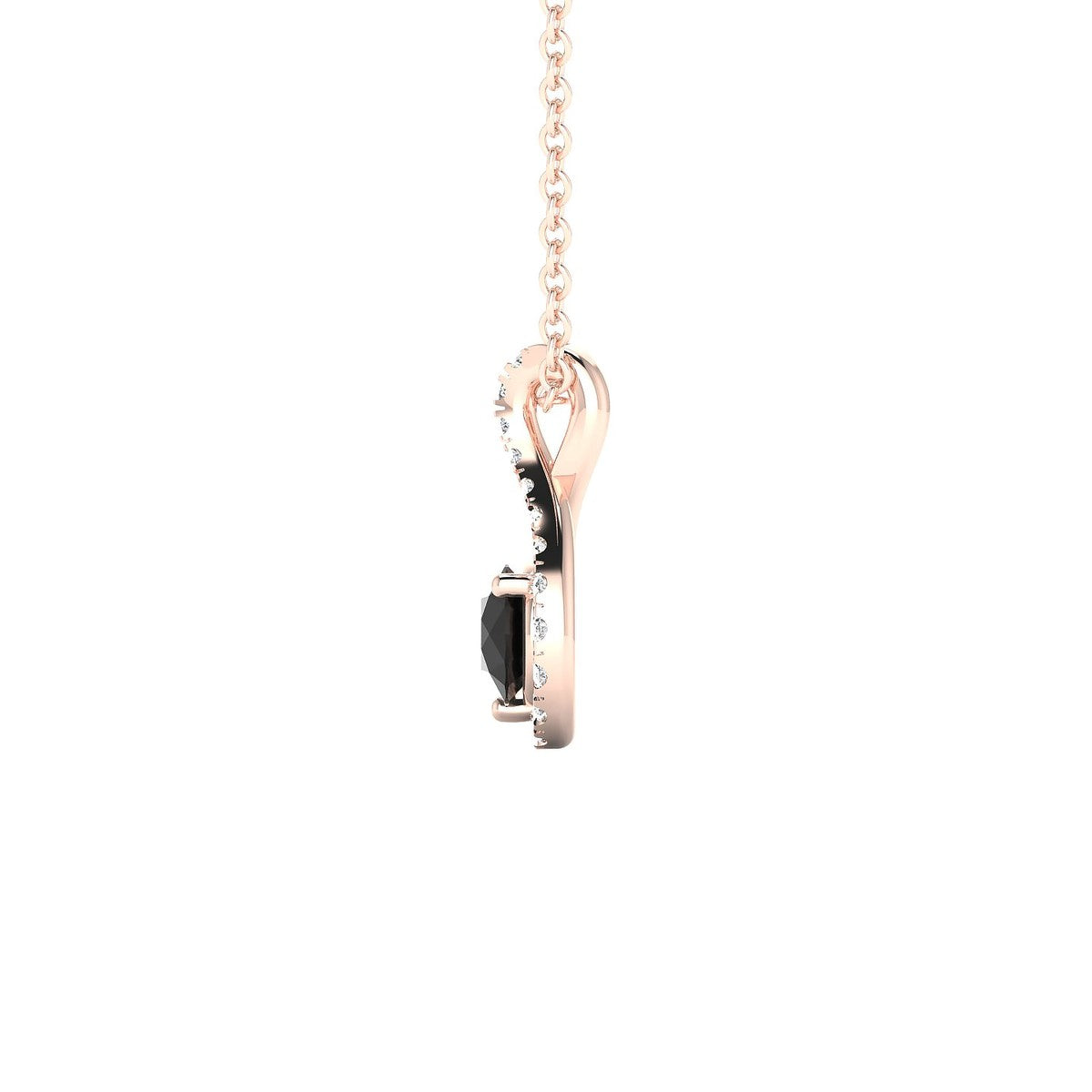 Essence | 18k Rose Gold 4.5 mm Round Black Diamond Pendant