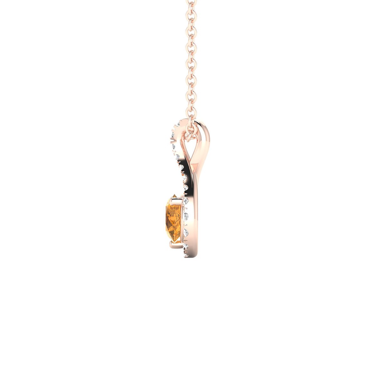 Essence | 18k Rose Gold 4.5 mm Round Citrine Pendant