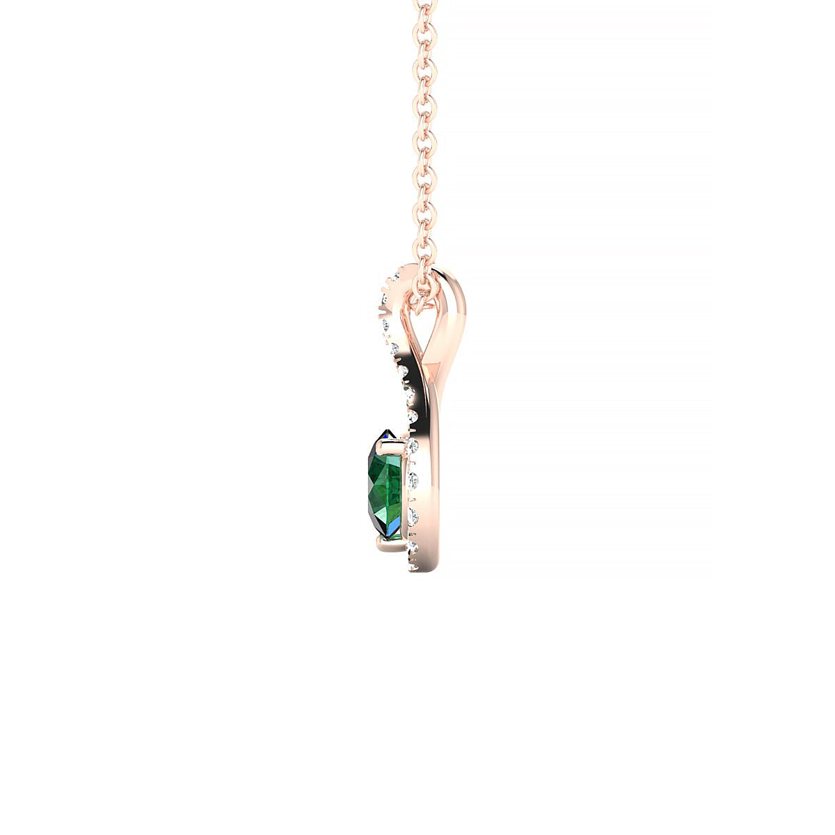 Essence | 18k Rose Gold 4.5 mm Round Emerald Pendant