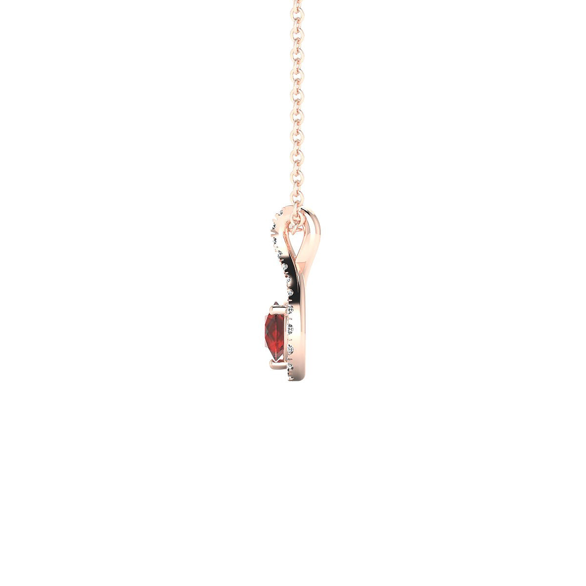 Essence | 18k Rose Gold 4.5 mm Round Garnet Pendant