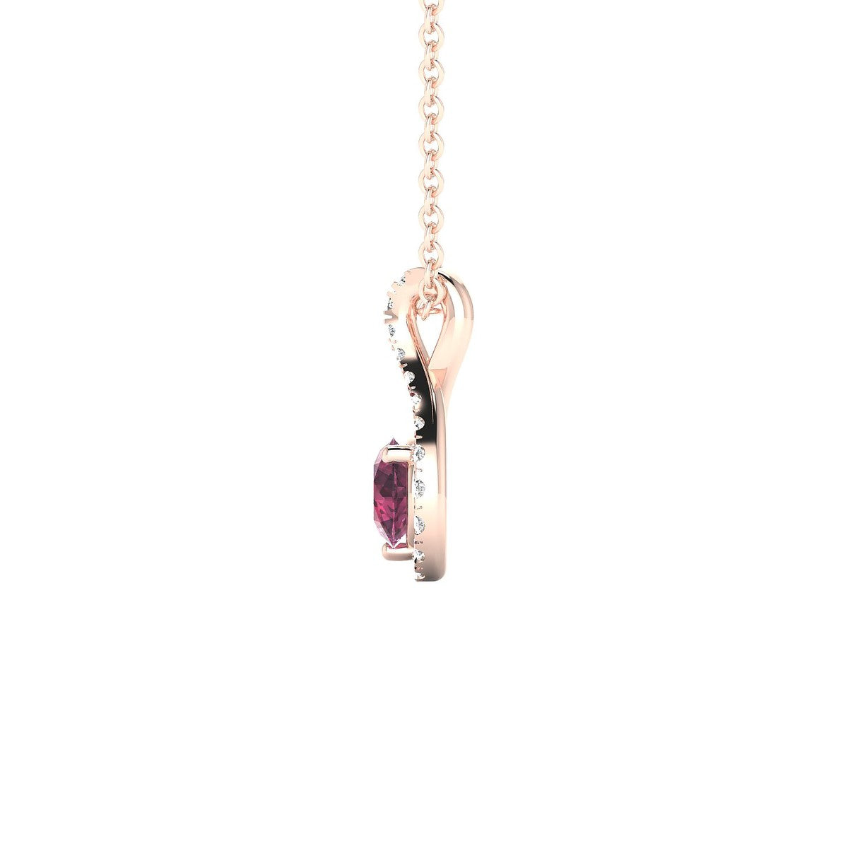 Essence | 18k Rose Gold 4.5 mm Round Rhodolite Pendant