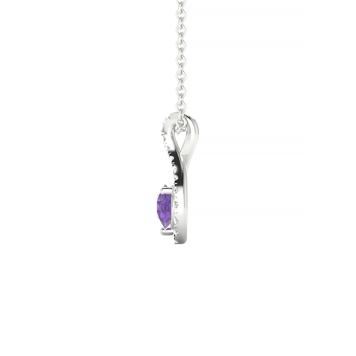 Essence | 18k White Gold 4.5 mm Round Amethyst Pendant