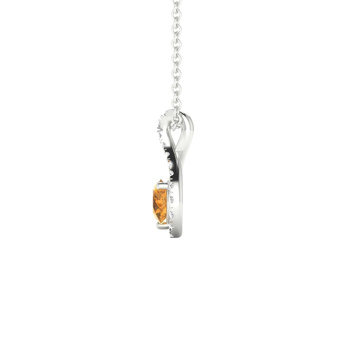 Essence | 18k White Gold 4.5 mm Round Citrine Pendant