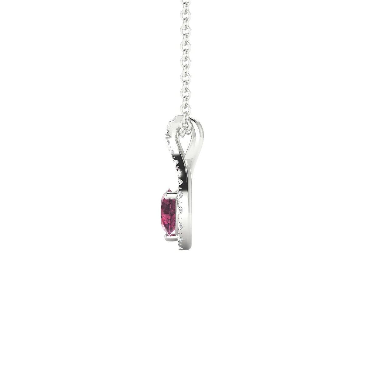 Essence | 18k White Gold 4.5 mm Round Rhodolite Pendant
