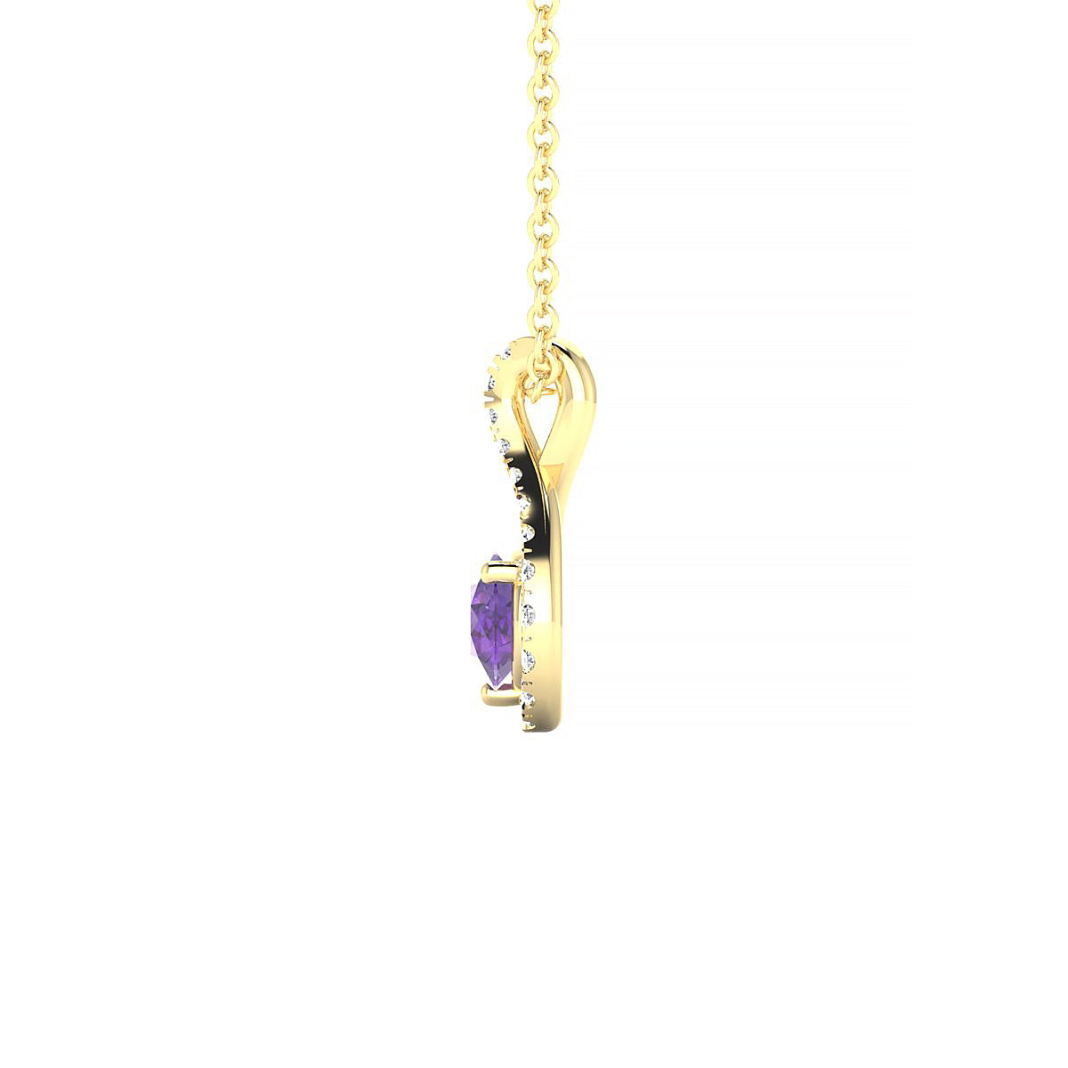 Essence | 18k Yellow Gold 4.5 mm Round Amethyst Pendant