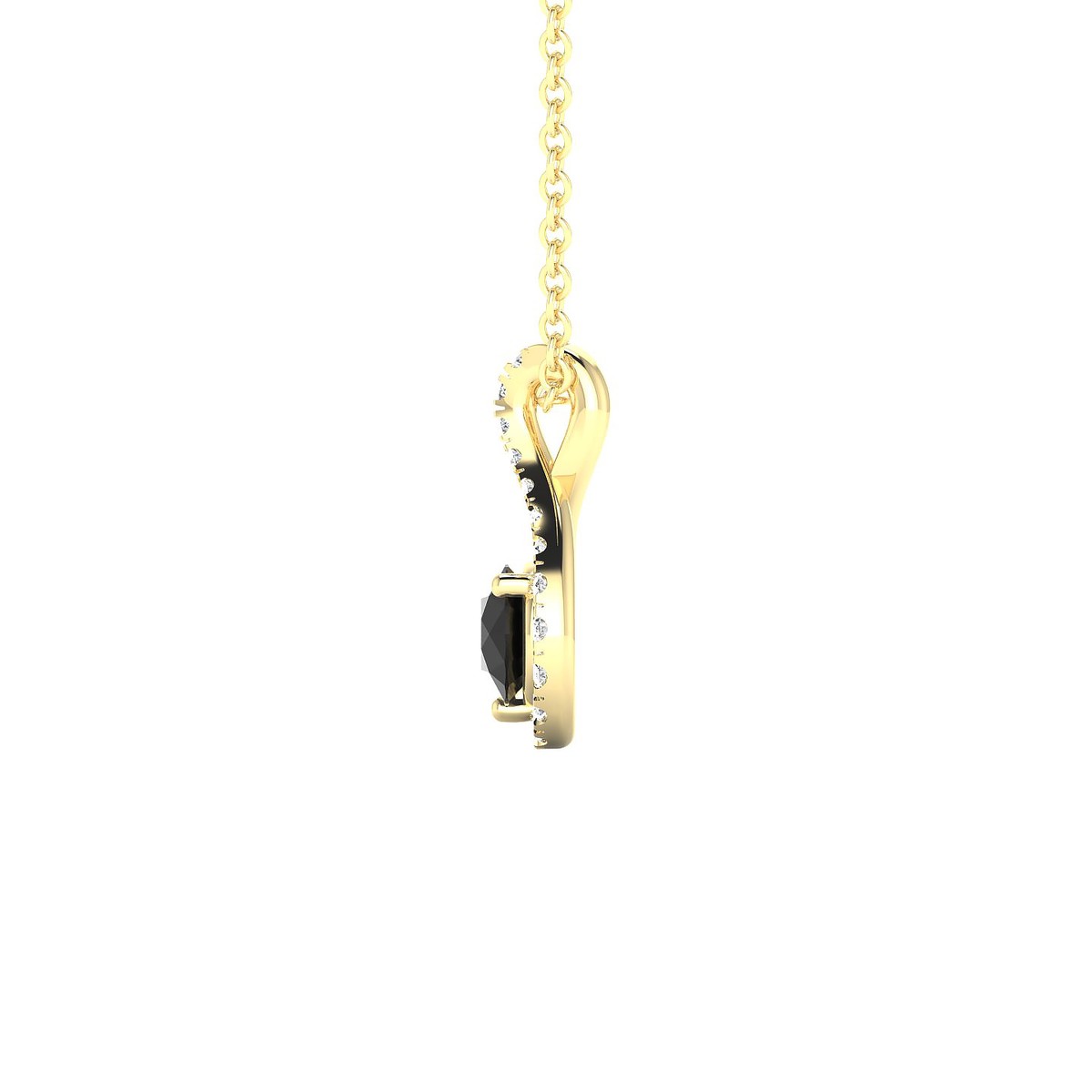 Essence | 18k Yellow Gold 4.5 mm Round Black Diamond Pendant