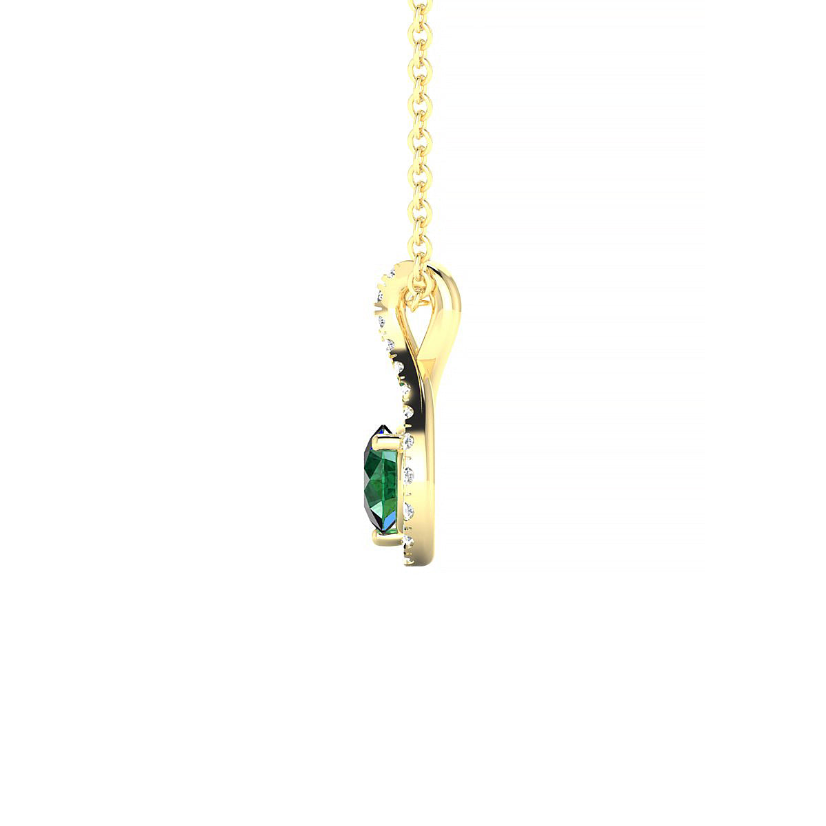 Essence | 18k Yellow Gold 4.5 mm Round Emerald Pendant