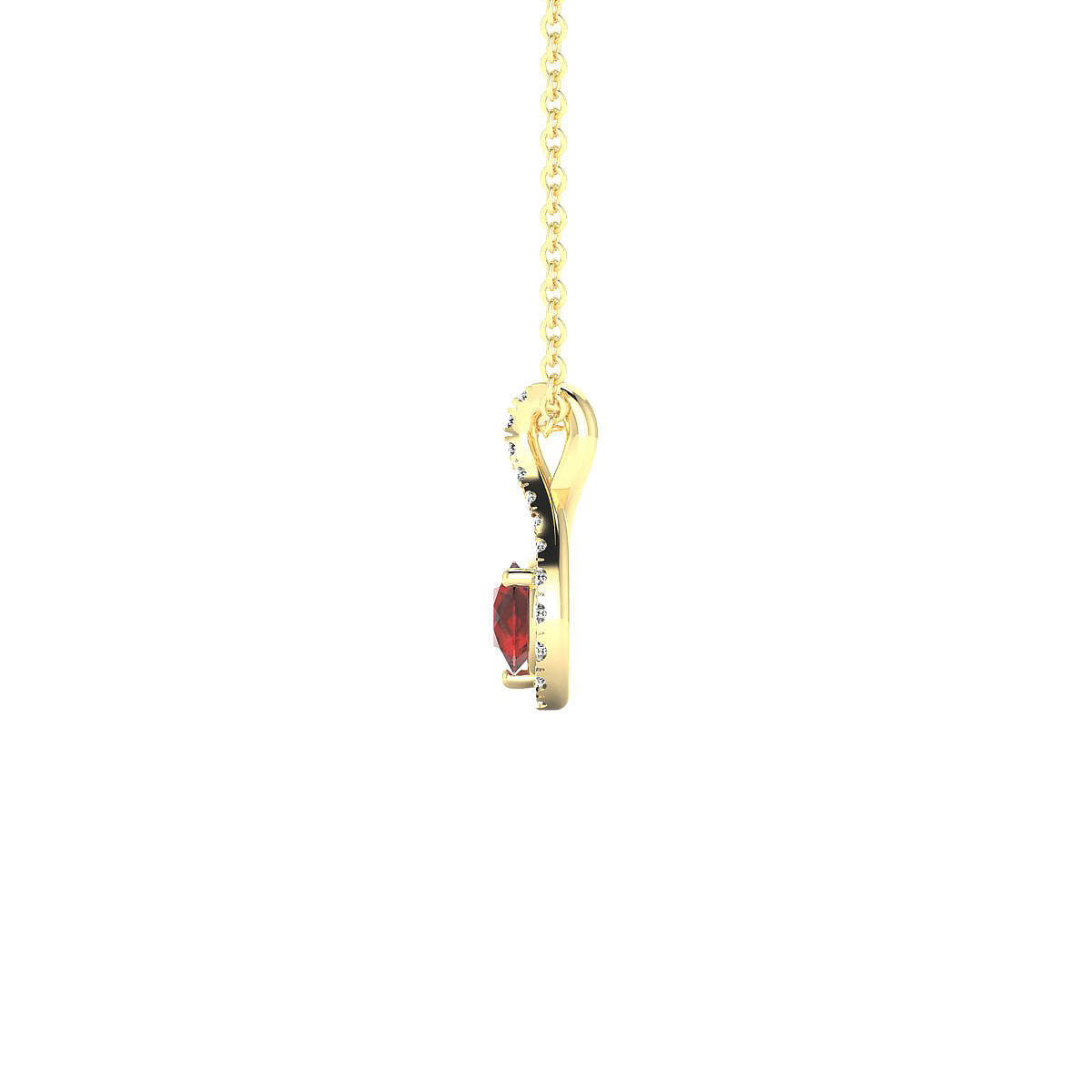 Essence | 18k Yellow Gold 4.5 mm Round Garnet Pendant