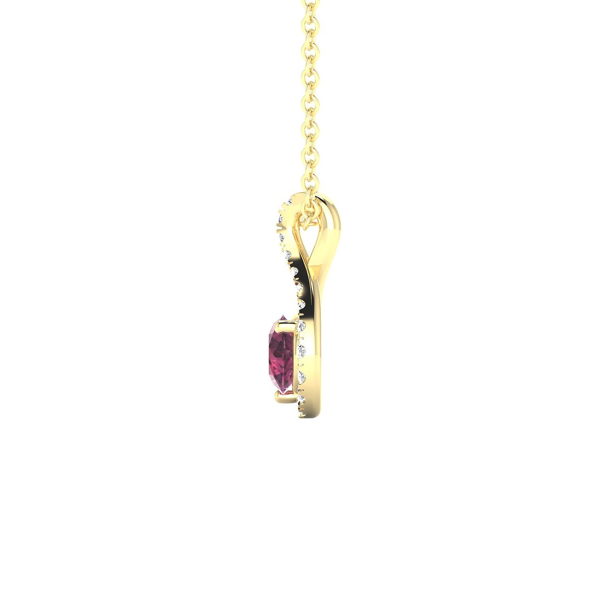 Essence | 18k Yellow Gold 4.5 mm Round Rhodolite Pendant