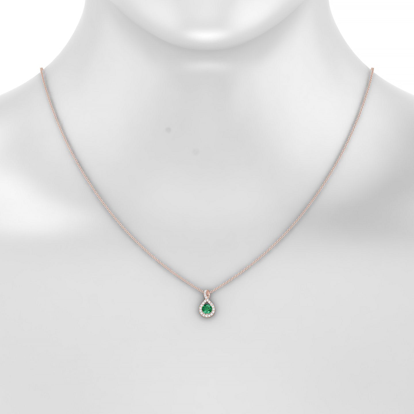 Essence | 18k Rose Gold 4.5 mm Round Emerald Pendant