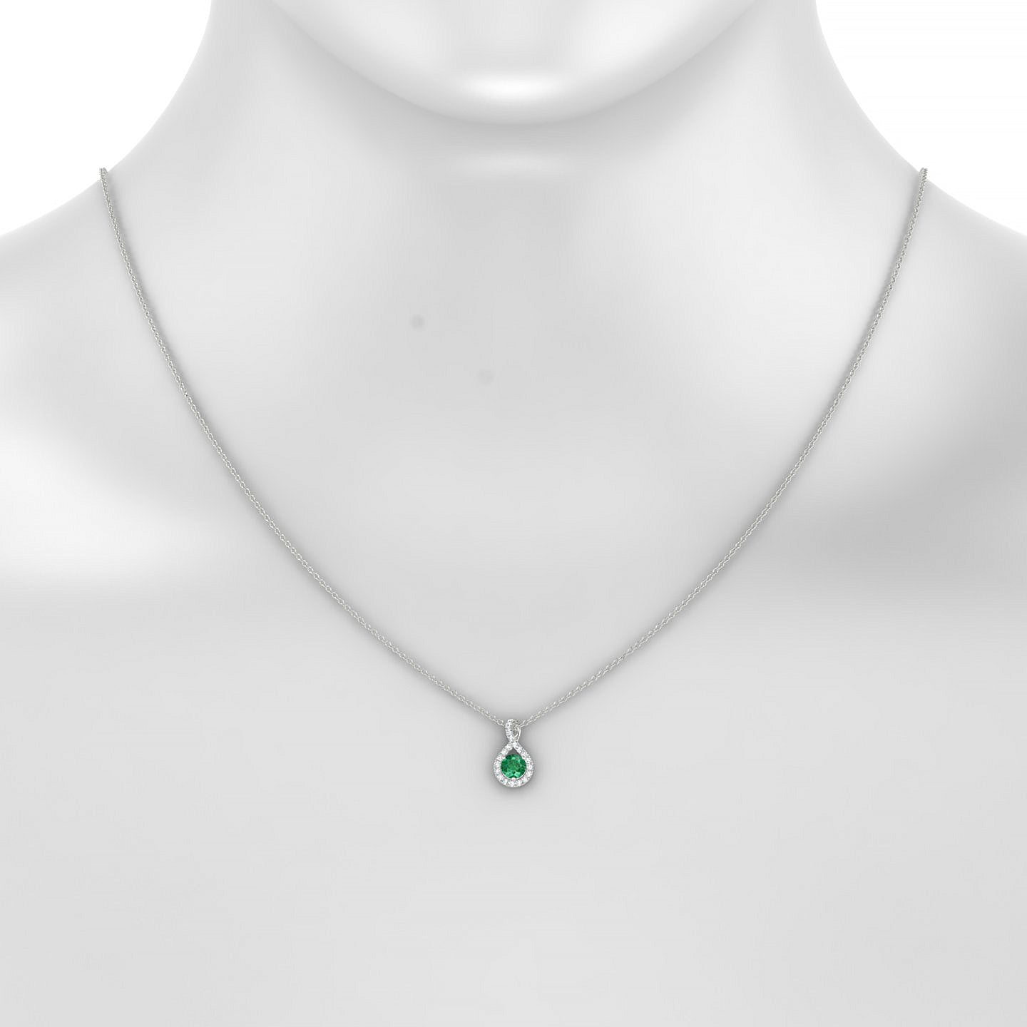 Essence | 18k White Gold 4.5 mm Round Emerald Pendant