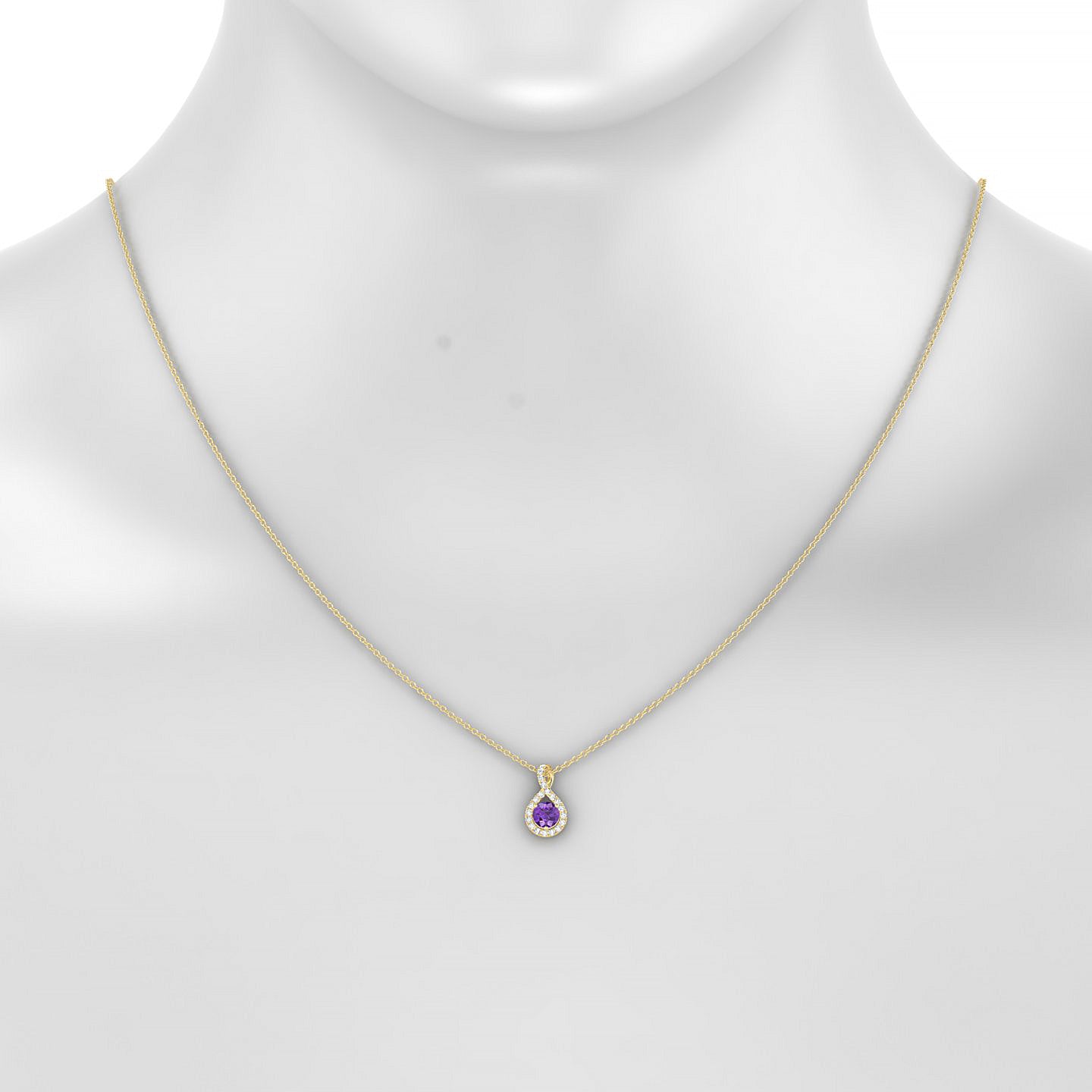 Essence | 18k Yellow Gold 4.5 mm Round Amethyst Pendant