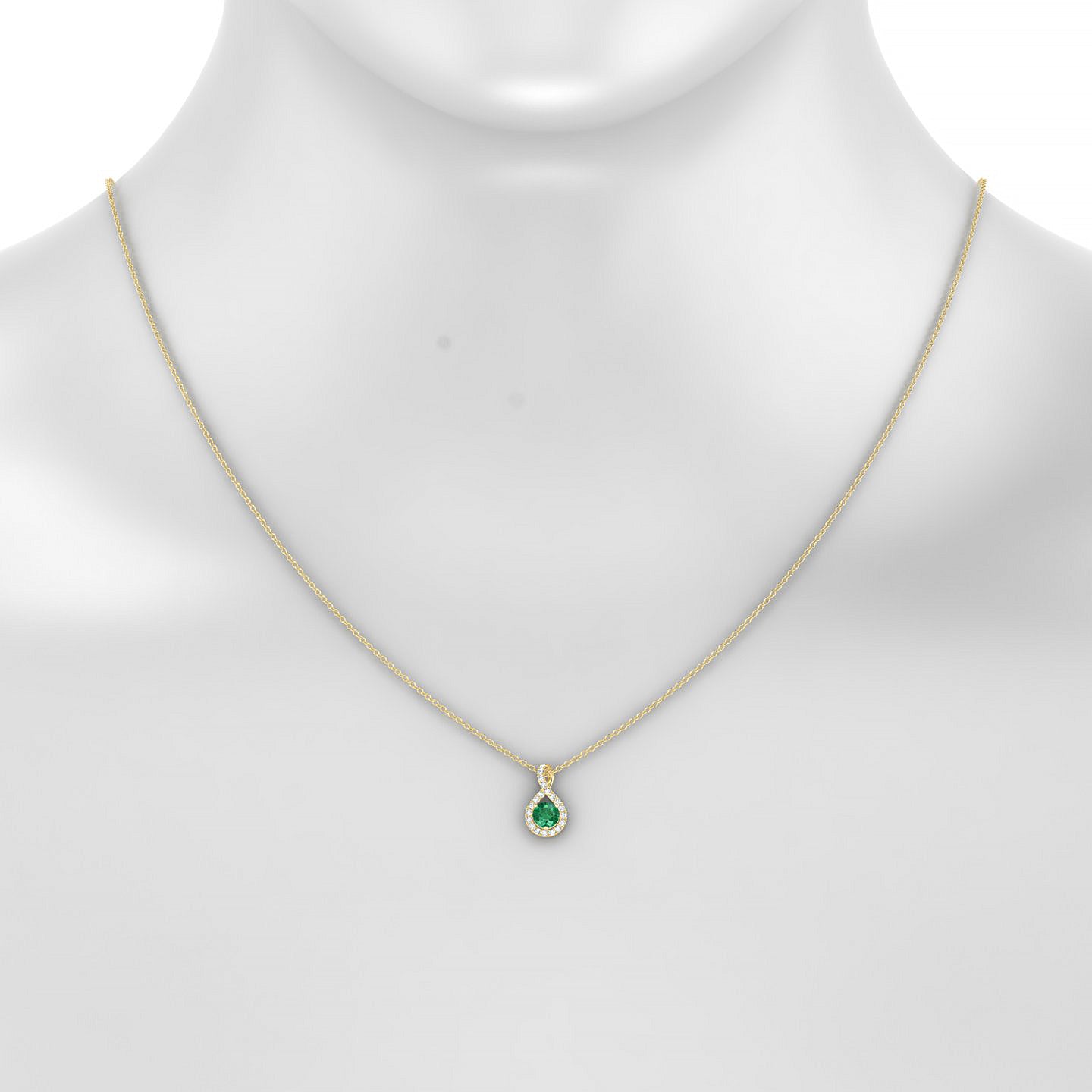 Essence | 18k Yellow Gold 4.5 mm Round Emerald Pendant
