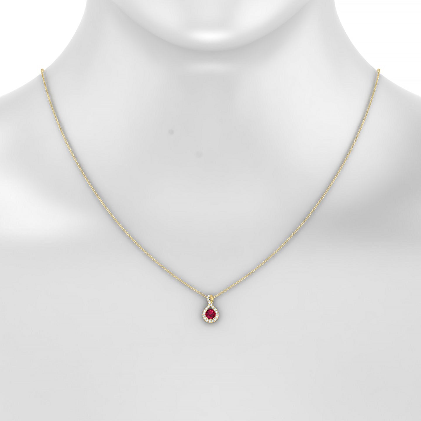 Essence | 18k Yellow Gold 4.5 mm Round Ruby Pendant