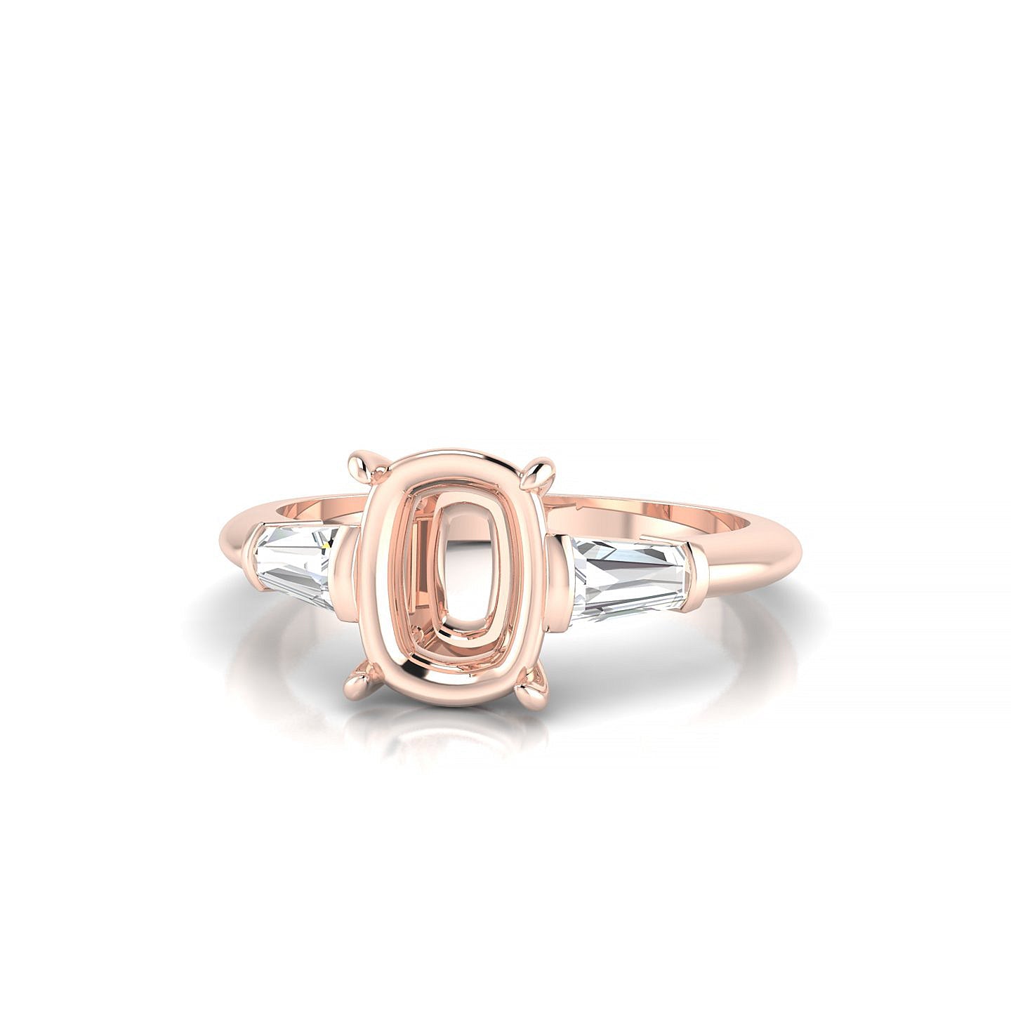 Everlasting Cushion 2-2.99 ct | 18k Rose Gold Side Stones Ring