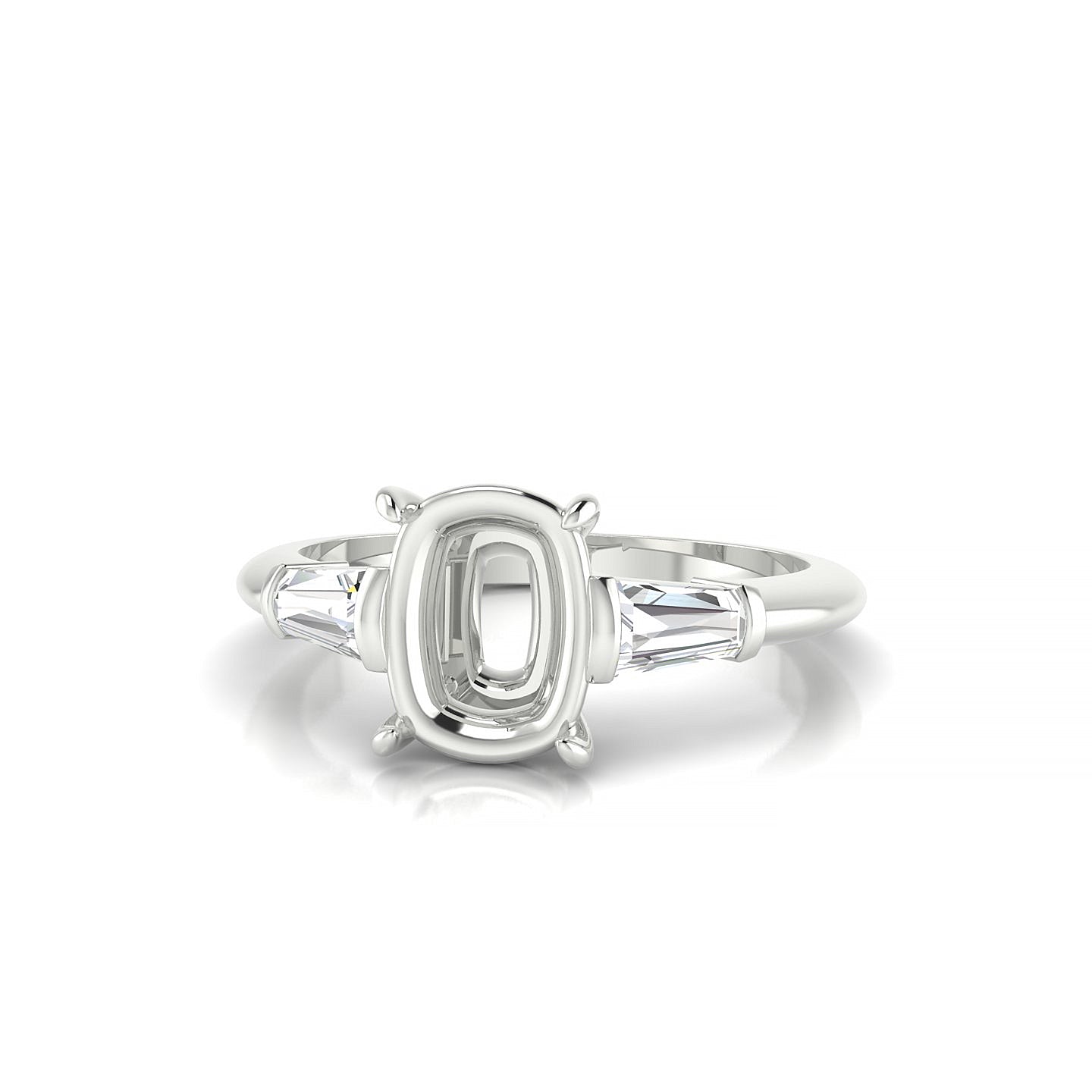 Everlasting Cushion 2-2.99 ct | 18k White Gold Side Stones Ring