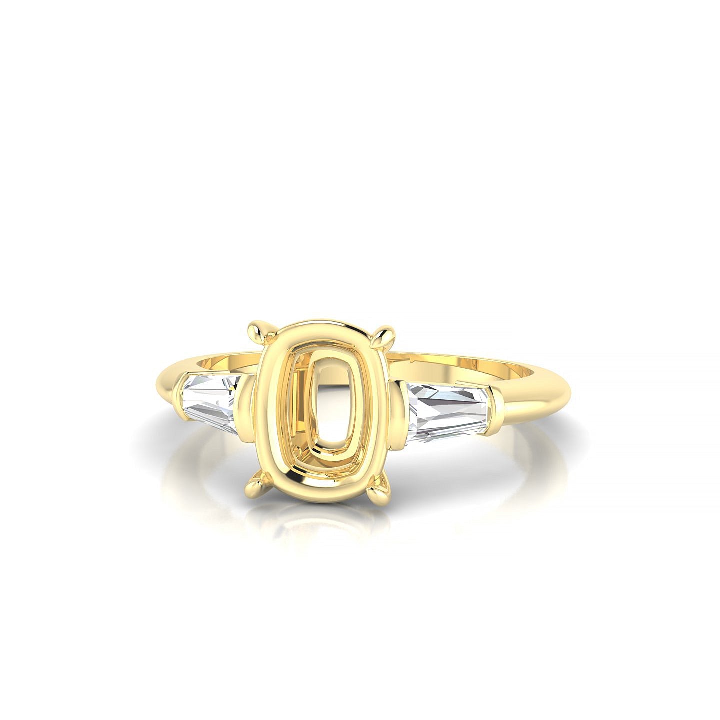 Everlasting Cushion 2-2.99 ct | 18k Yellow Gold Side Stones Ring