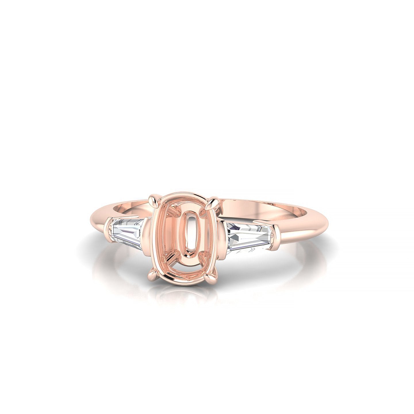 Everlasting Cushion 1-1.99 ct | 18k Rose Gold Side Stones Ring