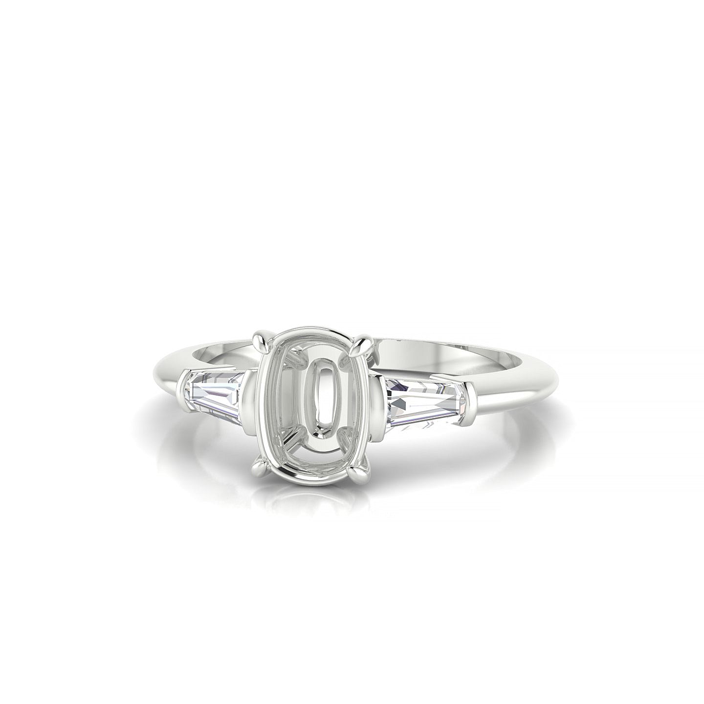 Everlasting Cushion 1-1.99 ct | 18k White Gold Side Stones Ring