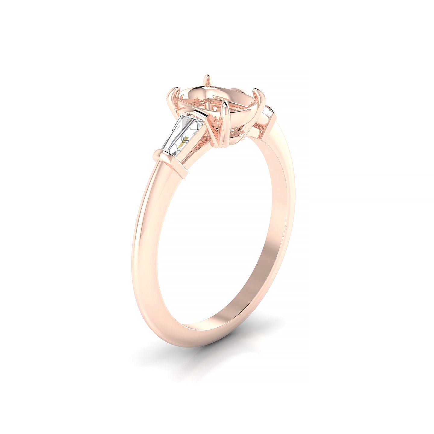 Everlasting Cushion 1-1.99 ct | 18k Rose Gold Side Stones Ring